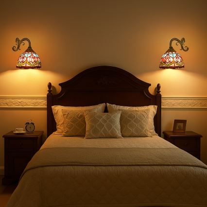 Brilagi - Tiffany glasmosaik vägglampa LORAS 1xE27/40W/230V