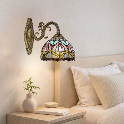 Brilagi - Tiffany glasmosaik vägglampa LORAS 1xE27/40W/230V