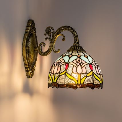 Brilagi - Tiffany glasmosaik vägglampa LORAS 1xE27/40W/230V