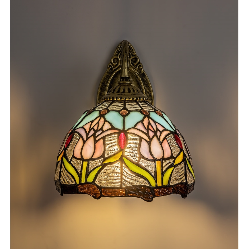 Brilagi - Tiffany glasmosaik vägglampa LORAS 1xE27/40W/230V