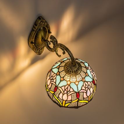 Brilagi - Tiffany glasmosaik vägglampa LORAS 1xE27/40W/230V