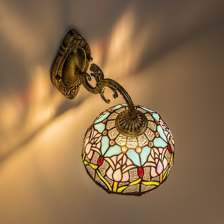 Brilagi - Tiffany glasmosaik vägglampa LORAS 1xE27/40W/230V