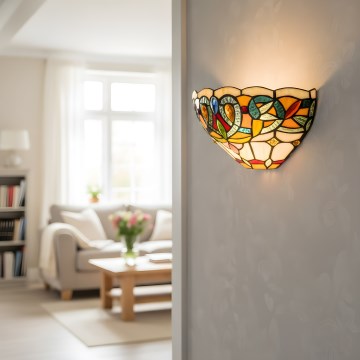 Brilagi - Tiffany glasmosaik-vägglampa LUISA 1xE27/40W/230V