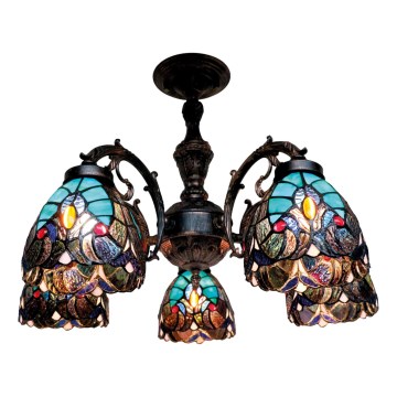 BRILAGI - Tiffany glasmosaik ytmonterad taklampa CORAL 5xE27/60W/230V Ø 60 cm