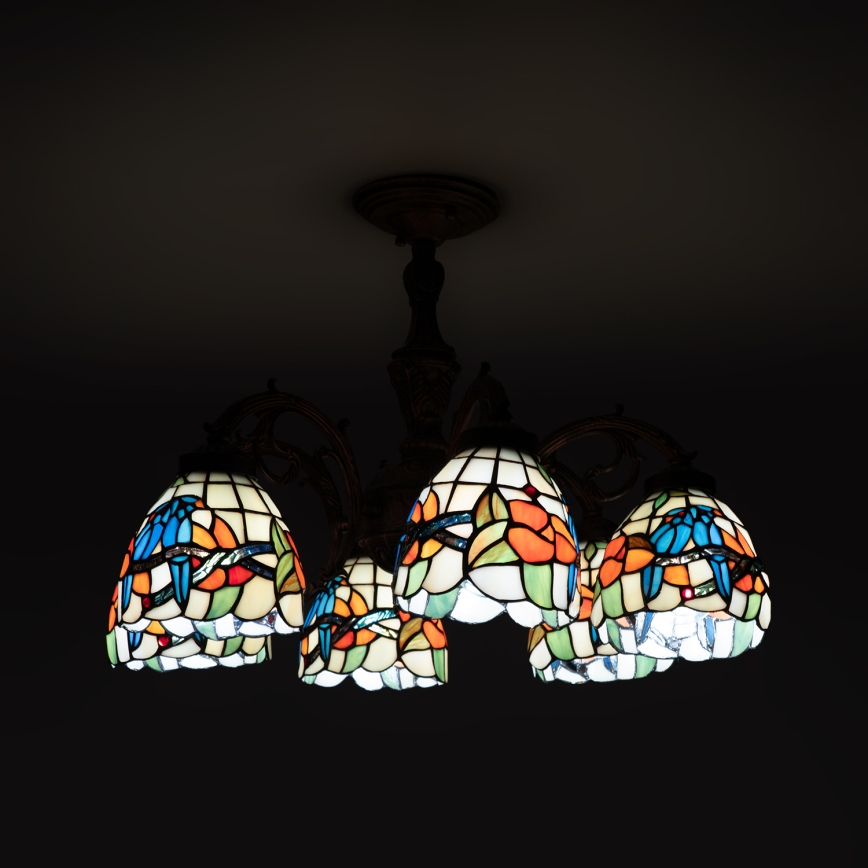 Brilagi - Tiffany glasmosaik ytmonterad taklampa JUNGLE 6xE27/60W/230V Ø 60 cm