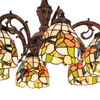 Brilagi - Tiffany glasmosaik ytmonterad taklampa JUNGLE 6xE27/60W/230V Ø 60 cm