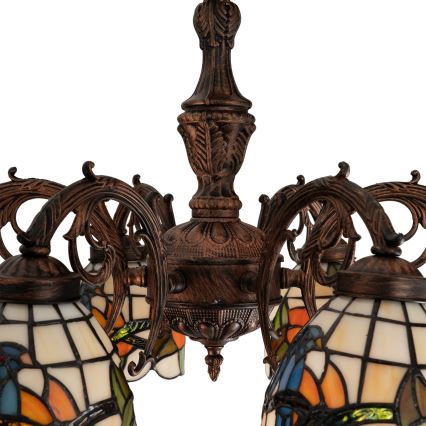 Brilagi - Tiffany glasmosaik ytmonterad taklampa JUNGLE 6xE27/60W/230V Ø 60 cm