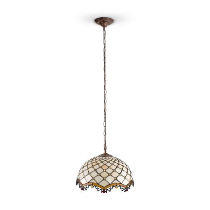 BRILAGI - Tiffany glasmosaikljuskrona med kedja IVORY 1xE27/60W/230V Ø 40 cm