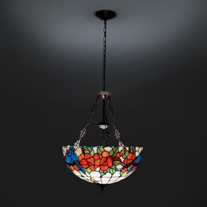 Brilagi - Tiffany glasmosaikljuskrona med kedja JUNGLE 3xE27/60W/230V Ø 50 cm