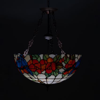 Brilagi - Tiffany glasmosaikljuskrona med kedja JUNGLE 3xE27/60W/230V Ø 50 cm