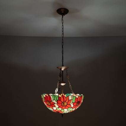 Brilagi - Tiffany-glasmosaikljuskrona med kedja SUNFLOWER 3xE27/60W/230V Ø 50 cm