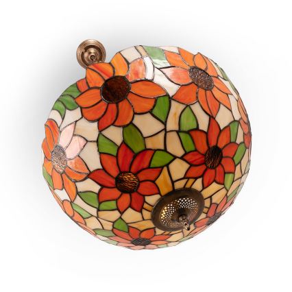 Brilagi - Tiffany-glasmosaikljuskrona med kedja SUNFLOWER 3xE27/60W/230V Ø 50 cm