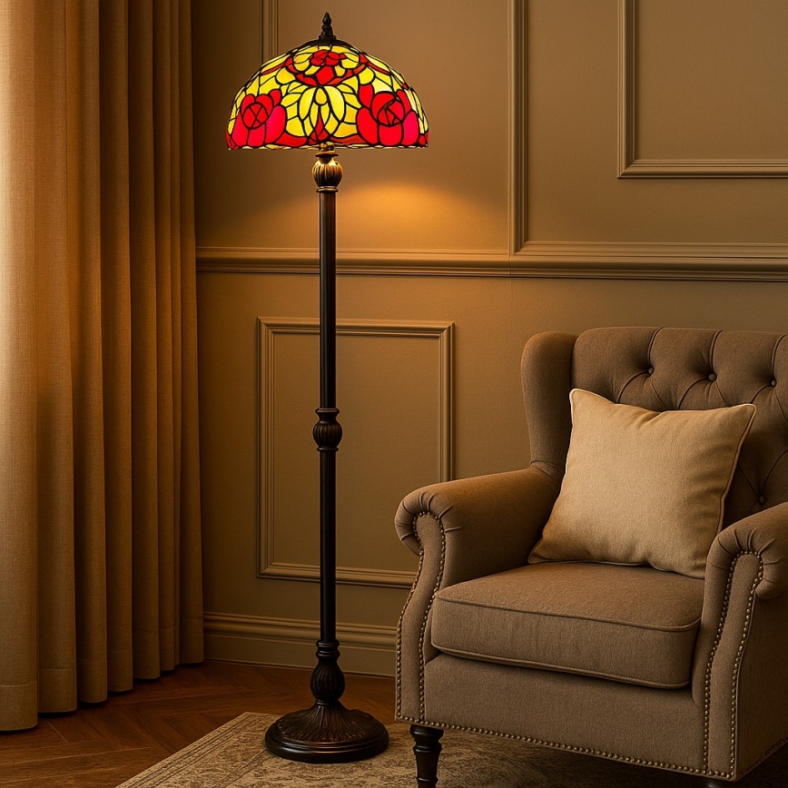 Brilagi - Tiffany-golvlampa GARLAN, 2xE27/60W/230V