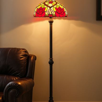 Brilagi - Tiffany-golvlampa GARLAN, 2xE27/60W/230V