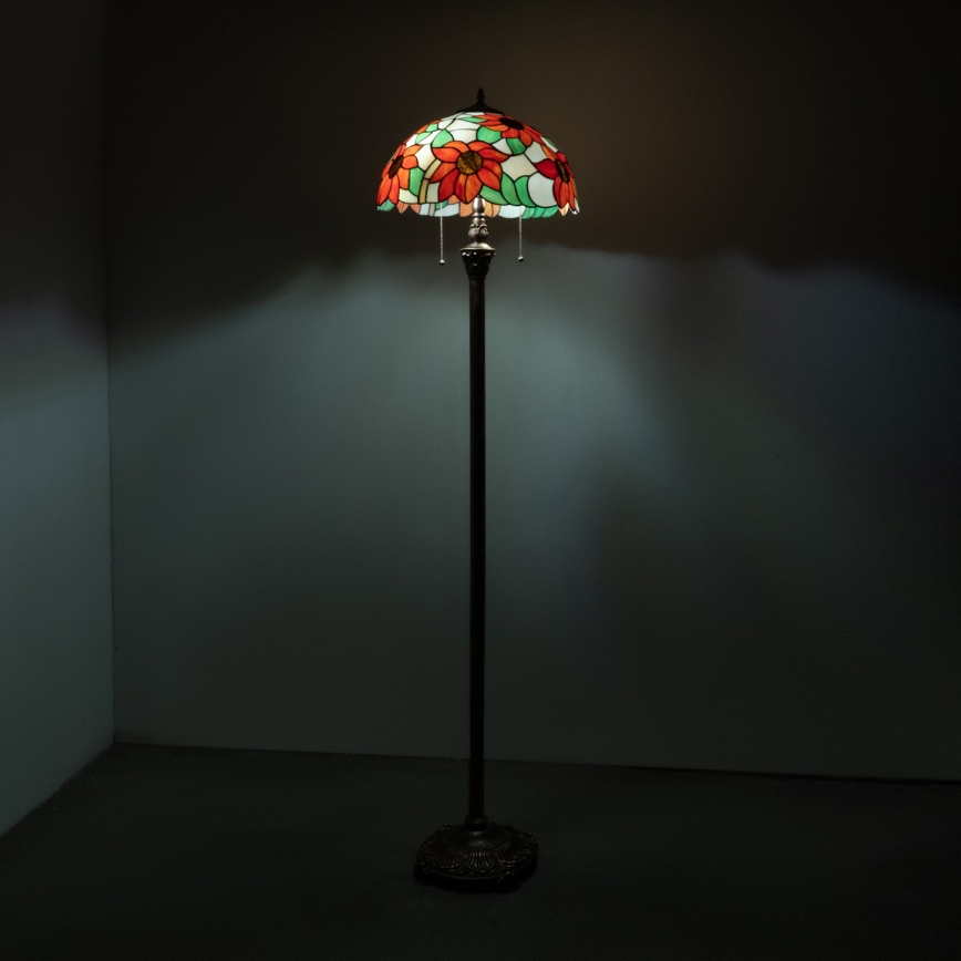 Brilagi - Tiffany golvlampa i glasmosaik SUNFLOWER 2xE27/60W/230V