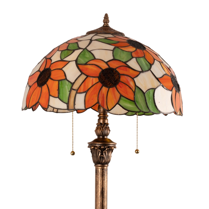 Brilagi - Tiffany golvlampa i glasmosaik SUNFLOWER 2xE27/60W/230V