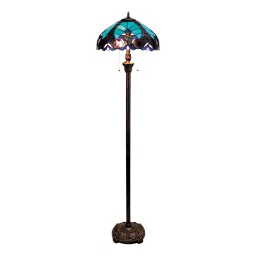 BRILAGI - Tiffany golvlampa i målat glas CORAL 2xE27/60W/230V