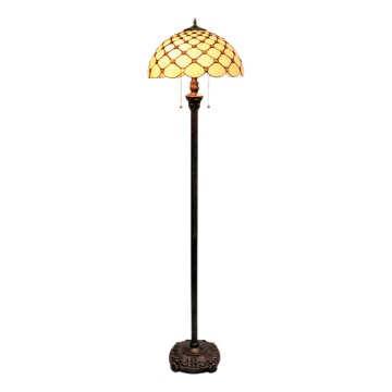 BRILAGI - Tiffany golvlampa i tiffanyglas IVORY SMOOTH 2xE27/60W/230V