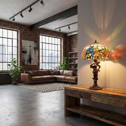 Brilagi - Tiffany-inspirerad bordslampa i glasmosaik JUNGLE 1xE27/60W/230V