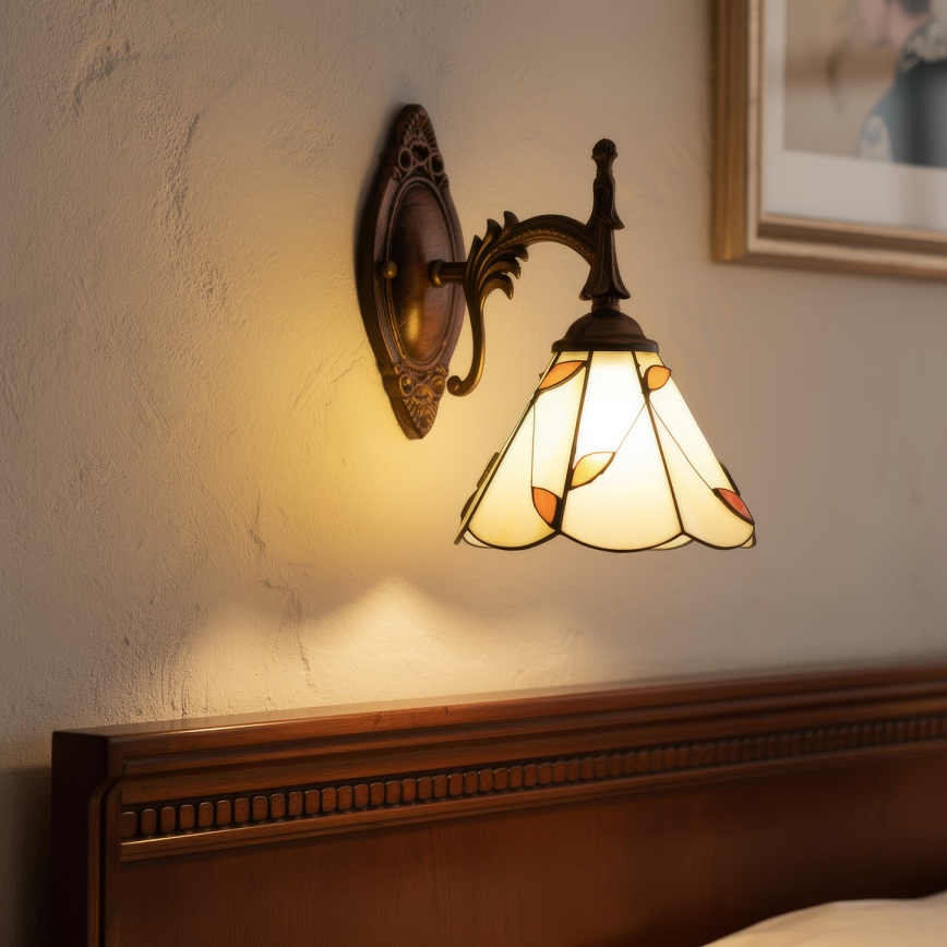 Brilagi - Tiffany-inspirerad glasmosaikvägglampa FOLIA 1xE14/40W/230V
