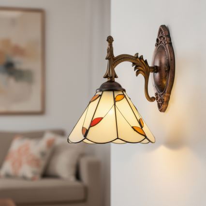 Brilagi - Tiffany-inspirerad glasmosaikvägglampa FOLIA 1xE14/40W/230V