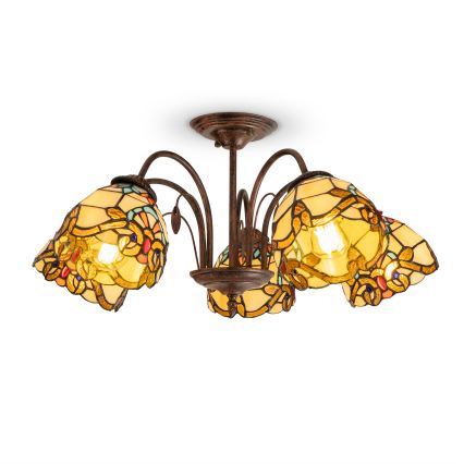 Brilagi - Tiffany-inspirerad plafond MIRABELLA 5xE27/60W/230V Ø 60 cm