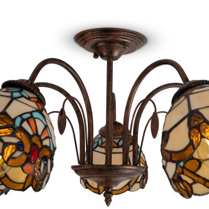 Brilagi - Tiffany-inspirerad plafond MIRABELLA 5xE27/60W/230V Ø 60 cm