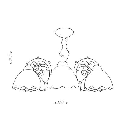 Brilagi - Tiffany-inspirerad plafondlampa MIRABELLA 3xE27/60W/230V Ø 60 cm