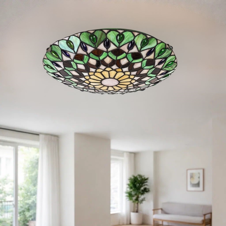 Brilagi - Tiffany-inspirerad taklampa i glasmosaik MARGARET 2xE27/60W/230V diameter 40 cm