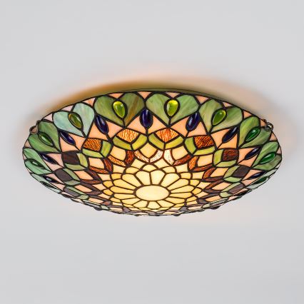 Brilagi - Tiffany-inspirerad taklampa i glasmosaik MARGARET 2xE27/60W/230V diameter 40 cm