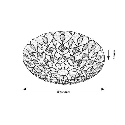 Brilagi - Tiffany-inspirerad taklampa i glasmosaik MARGARET 2xE27/60W/230V diameter 40 cm