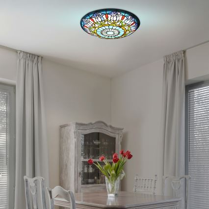 Brilagi - Tiffany-inspirerad taklampa LORAS med glasmosaik 2xE27/60W/230V