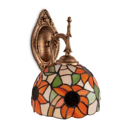 Brilagi - Tiffany-lampa i färgat glas, väggmodell SUNFLOWER 1xE14/40W/230V