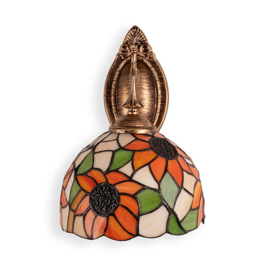 Brilagi - Tiffany-lampa i färgat glas, väggmodell SUNFLOWER 1xE14/40W/230V