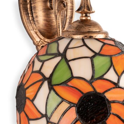 Brilagi - Tiffany-lampa i färgat glas, väggmodell SUNFLOWER 1xE14/40W/230V