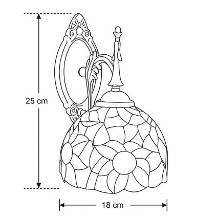 Brilagi - Tiffany-lampa i färgat glas, väggmodell SUNFLOWER 1xE14/40W/230V