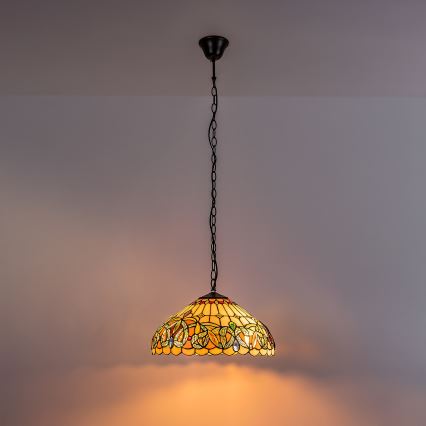 Brilagi - Tiffany-ljuskrona i glasmosaik på kedja LUISA 2xE27/60W/230V