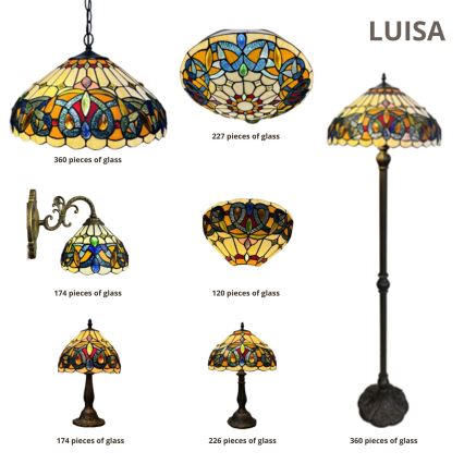 Brilagi - Tiffany-ljuskrona i glasmosaik på kedja LUISA 2xE27/60W/230V