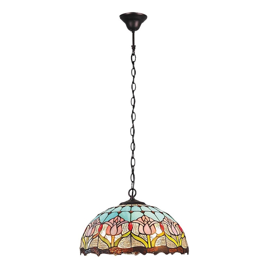 Brilagi - Tiffany-pendel i glasmosaik med kedja LORAS 2xE27/60W/230V