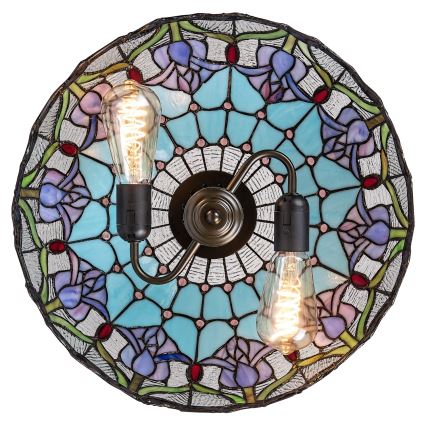 Brilagi - Tiffany-pendel i glasmosaik med kedja LORAS 2xE27/60W/230V