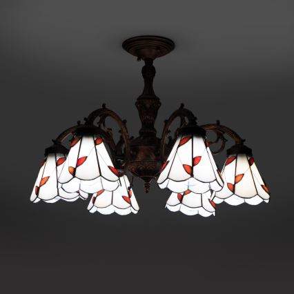 Brilagi - Tiffany-plafond i glasmosaik FOLIA 6xE27/60W/230V Ø 60 cm