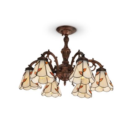 Brilagi - Tiffany-plafond i glasmosaik FOLIA 6xE27/60W/230V Ø 60 cm