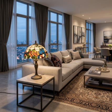 Brilagi - Tiffany-stil bordslampa i glasmosaik JUNGLE 1xE27/60W/230V