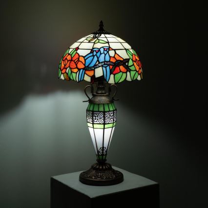 Brilagi - Tiffany-stil bordslampa JUNGLE 1xE27/60W/230V + 1xE14/40W