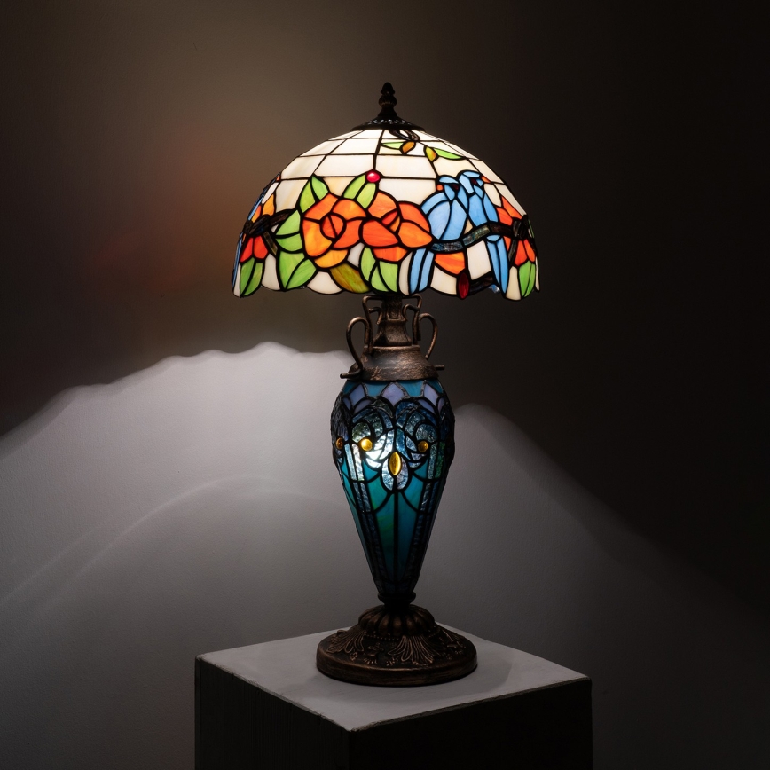 Brilagi - Tiffany-stil bordslampa JUNGLE 1xE27/60W/230V + 1xE14/40W