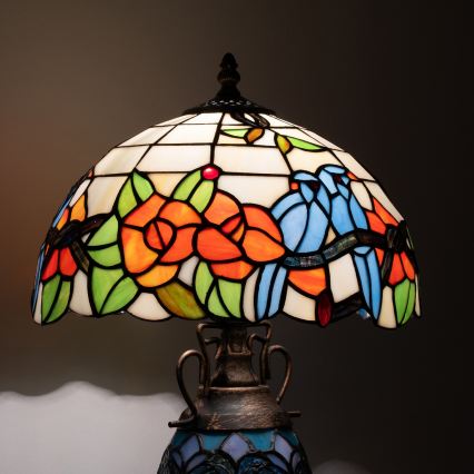 Brilagi - Tiffany-stil bordslampa JUNGLE 1xE27/60W/230V + 1xE14/40W