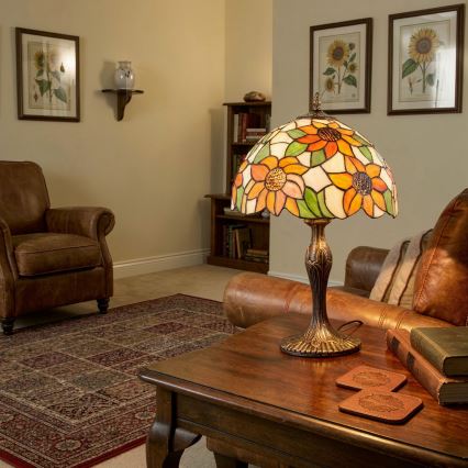 Brilagi - Tiffany-stil bordslampa SUNFLOWER 1xE27/60W/230V