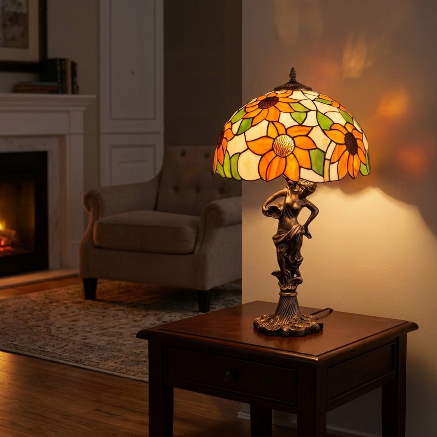 Brilagi - Tiffany-stil bordslampa SUNFLOWER 1xE27/60W/230V