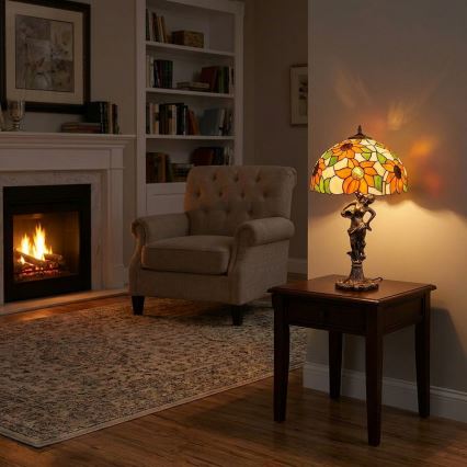 Brilagi - Tiffany-stil bordslampa SUNFLOWER 1xE27/60W/230V