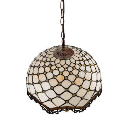 Brilagi - Tiffany-stil glaskrona på kedja Elfenben 1xE27/60W/230V Ø 40 cm